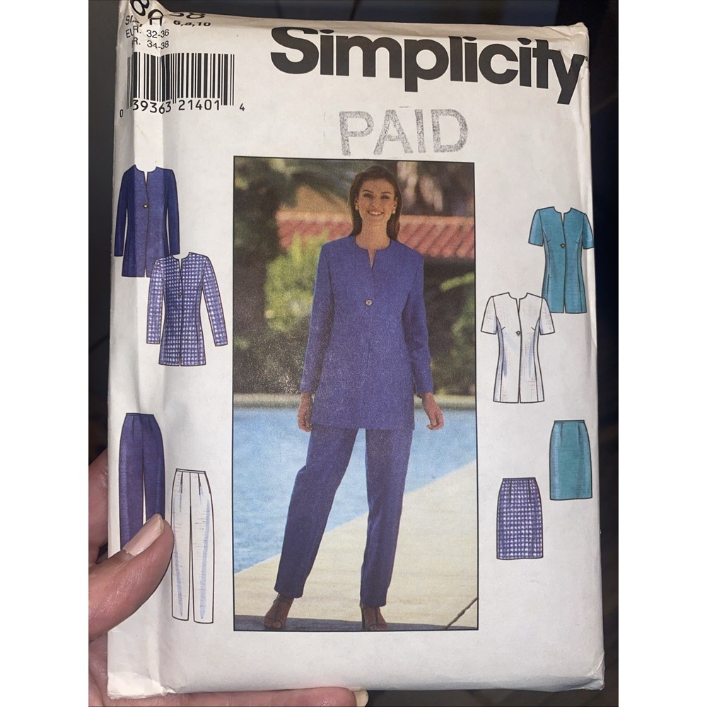 Vintage Simplicity 8058 Suit Sewing Pattern Jacket Pants Skirt Size 6-10 Uncut